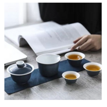 경덕진 개완 찻잔 여행세트, 블루(찻잔), 1개