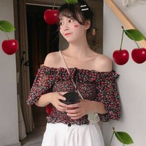 가바바 여성 블라우스 꽃무늬 소매 7부 여성친구 코디 데이트룩 블라우스 G35495