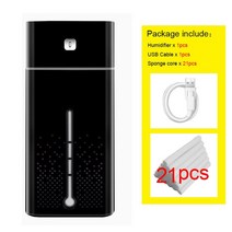 미니 초음파 가습기 7 색 야간 조명 1000ML 테라피 쿨 미스트 메이커 가정용 청정기, 04 Black-21Sponge core