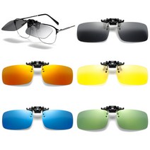 편광 미러 클립 선글라스 플립업 UV코팅, 블랙그린