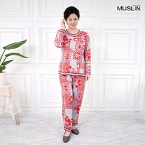 엄마옷 모슬린 꽃프린트 상하세트 홈웨어 HS109012마담 미시옷 중년여성의류 빅사이즈 할머니옷 50대 60대여성옷 여성 가을