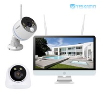 YESKAMO 예스카모 500만화소 8채널 실내 실외 무선 보안 CCTV 카메라 세트 감시카메라 세트(HDD 미포함), 15) 16인치 실내1대 경보1대 풀세트