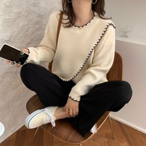 데일리룩 빈티지 프렌치 엘레강스 옆트임 니트 루즈핏 미디 여 이너 서양룩