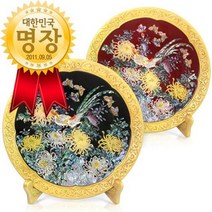 명품 나전 금장 국화 쟁반(대한민국 명장 김용관작품), 적