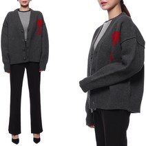 [아미] 23FW 여성 빅 하트 로고 울 가디건 (BFUKC006 018 084 W 23F
