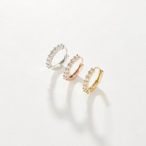 골드앤디어 14k 미니 민자 큐빅 링귀걸이 (한쌍) 3color