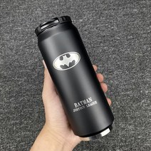텀블러 창의적트렌디한 흐르는물 컵 플립 원터치캔 스테인레스 보온 남여학생 선물 셀럽 유행브랜드 물컵, T19-플립형 블랙바탕 배트맨컵커버 컵솔