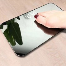 오이즌 휴대용 LED 디스플레이 USB 충전식 미러 체중계 자체 온도계 체지방체중계, 블랙