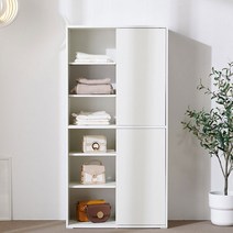 미노 슬라이딩 선반 수납 정리장 800 6단, 화이트 (DD10023)