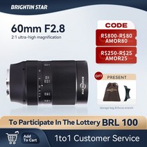 카메라 렌즈 망원 시그마 Brightin Star 수동 초점 미러리스 소니 알파 ZV-E10 A6400 FX30 캐논 M50 60mm F2.8 2X 매크로 배율, 2.Nikon Z - Black 60mm F2.8 I