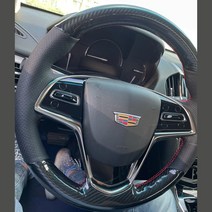커스텀 스티어링 휠 브레이드 커버 카본 파이버 정품 가죽 100% 년식 캐딜락 CTS 2014-2016 차량용 액세, 03 Green Thread