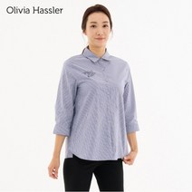 [올리비아하슬러] 코튼 블루 스트라이프 블라우스_OHBFBL203