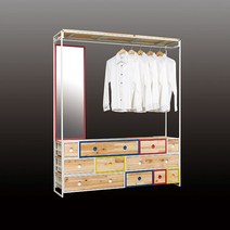 다이젠 디포 철재 멀티 3단서랍 행거+거울, 색상:화이트