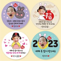 [소량주문제작] 새해 설날 명절 신년 복 포토 사진 얼굴 답례품 스티커, 새해(포토)_19