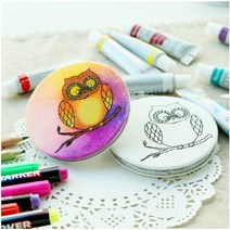 민화샵 원형손거울만들기, 부엉이 손거울, 1개
