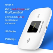 벤톤 잠금 해제 4G Lte 라우터 무선 와이파이 휴대용 미니 야외 핫스팟 포켓 Mifi 150mbps Sim 카드 슬롯, 버전 4, 3000mAh