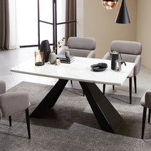 보니애가구 비바 비앙코 카라라 대리석 테이블 4인 식탁 단품, 화이트