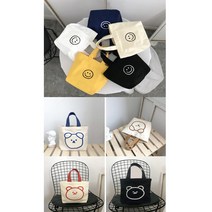 사각 스마일 미니에코백 텀블러 토드 백 가방 캔버스백 데일리 숄더백 쇼핑백 곰돌이 댕댕이