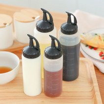 다기능 간장 병 조미료 단지 샐러드 드레싱 병 조미료를위한 플라스틱 짜기 병, L, 하나