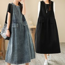 도니와 여성 라운드넥 데님원피스 A라인원피스