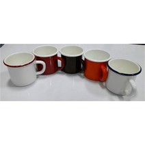 법랑머그컵(에나멜 머그컵), 화이트(레드림)