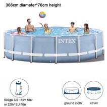 튜브 수영링 성인용 어린이용 장난감 풀빌라 서핑 호캉스 해변 비치 INTEX 366*76 cm Piscina 라운드 프레임 수영장 세트 파이프 랙 연못 필터 펌프 b331와 대형, [04] Set D