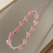 투명한 나비 휴대폰 핸드폰 끈 버전 스위트 펄 쉘 액세서리 분실 방지 체인, 한개옵션1, 02 Pink