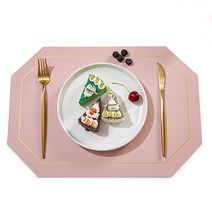 메리테이블 식탁매트 가죽 방수 테이블 매트 4개 세트, 핑크4p