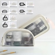 키밍 휴대용 세면가방 메이크업박스 파우치 여행용, 카툰-반원형블랙