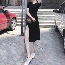 롱원피스 반팔 옆트임 블랙 휴양지 데일리 코디 냉장고원피스 여름원피스 데이트 돌잔치엄마원피스