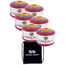 Lion Brand 만다라 실 그리핀 525-222 (6스킨) 같은 염료 로트 DK 라이트 소모사 #3 부드러운 뜨개질 크로셰 100% 아크릴 번들 Artsiga Craft 백