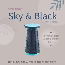 니츠 놀이동산의자 접이식의자 폴딩스툴 캠핑 대기줄서기 높이조절 탬버린 다이소의자, 스카이&블랙