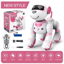 퍼니 RC 로봇 전자 개 스턴트 음성 명령 프로그래밍 가능 터치 감지 음악 노래 여아용 장난감, 01 NO.BG1533 Pink