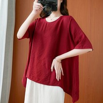 캐쥬얼 와이드 셔츠 여름 단아한 클래식 마소재 여성 루즈핏 뱃살커버 텐셀 면린넨 경량 반팔 상의 736878176