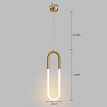 파워딜 골드 행잉 링 펜던트 조명 따뜻한 화이트 LED 램프 레스토랑 바 카페 U 모양, 01 A -1head-50cm_02 웜 화이트