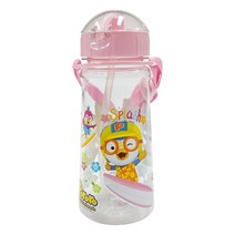 뽀로로 목걸이 빨대물통, 뽀로로 빨대물통[핑크], 450ml