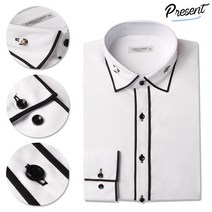 오마보이 남성용 슬림핏 화이트 와이셔츠 DL73