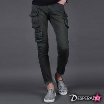 데스페라도 DS1030263 PR스판 슬림일자 포켓 워싱카고