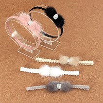 리얼밍크스톤리본 아기헤어밴드