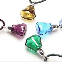 허브스프레이 아로마목걸이 크리스탈 금속 목각 아로마오일사용, 크리스탈사각, 핑크