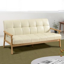 오크원목 3인용 북유럽 스타일 소파, 베이지 3인