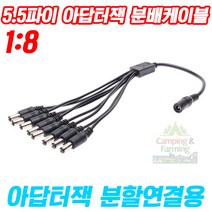 캠팜 5.5파이 아답터잭 1:8분배 Y젠더 8구 멀티케이블