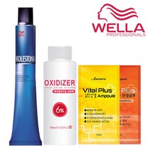 웰라 뉴콜레스톤 퍼펙트 퓨어컬러 염색약 80g + 산화제 100ml, 애쉬그레이 8/11 + 산화제 + 앰파 + 산샴, 1세트