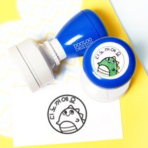 두루디자인 베이직 빅 원형 스탬프, 블루, 잉크 초록