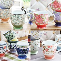 베스트데코 일본산 도자기 머그컵 세트 모음 5타입, 헨느 안개꽃 머그 5P