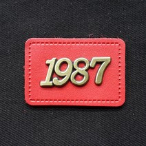 스피드라벨 가죽금속패치, 큰1987, 1개입