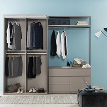 리바트 프레임 드레스룸 2400 블라인드장+3단서랍옷장, 화이트