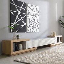 가구데코 모던라인 확장형 갤러리 거실장 SB0103 착불, 오크+화이트