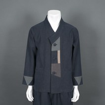 부국사임당 남성 생활한복 개량한복 린넨 배색패치 저고리 바지 생활한복(개량한복)
