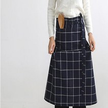 강남콩 케냐 체크 롱 앞치마 원피스 어린이집 신학기 선생님, 네이비, 본상품색상및수량선택